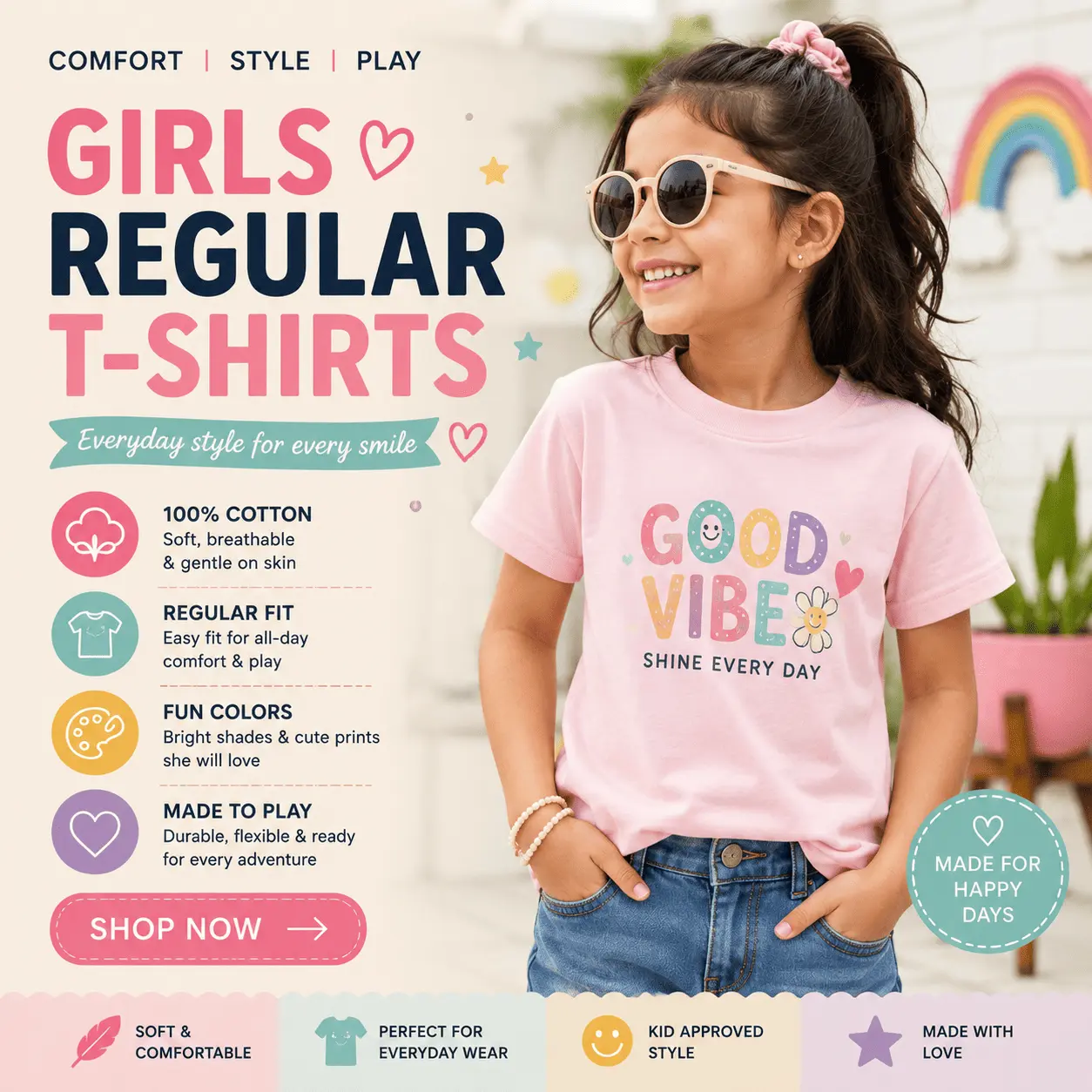 Girls Regular T-Shirts